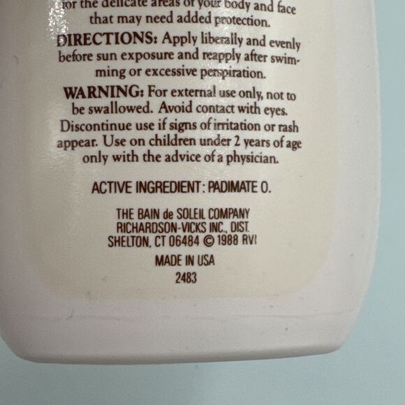 VTG 1988 Bain de Soleil Deep Tanning Oil SPF 2 -HTF -4oz -USA Made Suntan Lotion - Picture 5 of 5